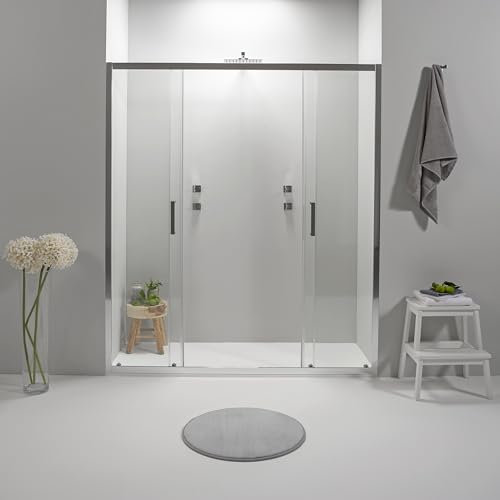 Porta Doccia Nicchia Scorrevole 180 x 190 cm - Vetro Temperato 6 mm, Trasparente, Profilo Cromato, Chiusura Magnetica e Sistema Antigoccia - Facile da Installare e Pulire