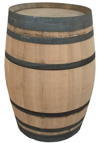 Fassl Baron Holzfass Stehtisch aus gebrauchtem Weinfass -Abgeschliffen - Fassbar oder Gartentisch. D/H=70/95cm- Dekofass 225 Liter aus Eiche Holzfässer Fasstisch