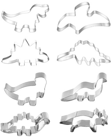 RELKLYU 8 Piezas De Moldeo De Moldeo De Dinosaurio, Molde Creativo De Galletas, Suministros De Cocina, Herramientas De Hornear, Moldes De Acero Inoxidable.