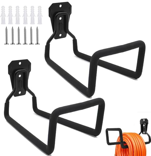 Agarte 2 Pcs Hose Hanger Wall Mount, Garden Hose Holder, Water Hose Pipe Holder, Heavy Duty Iron 150ft Hose Hook Heel Holder with Hardwares,Garage Yard Organization Accessories