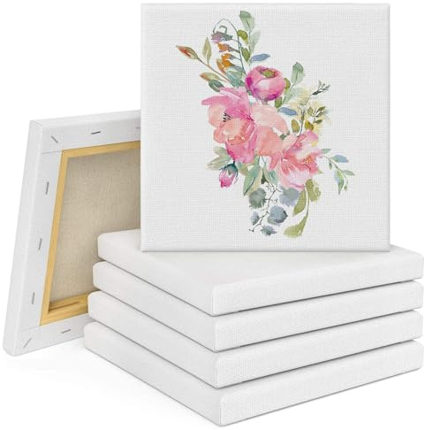 Leinwand zum Bemalen, Mini Leinwand, Baumwolle Leinwände zum Malen, für Bastler Künstler, Acrylfarben Geeignet, Acryl und Ölgemälde (6pcs 15 * 15 CM)
