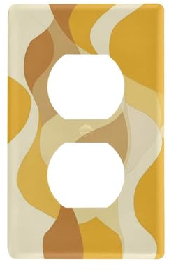 Placa de pared decorativa abstracta amarilla beige para interruptor de pared única tapa para interruptor de luz 11,5 x 7 cm