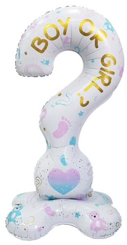 Tourima Boy or Girl Ballon 118 cm, Gender Reveal Party Deko zum Aufstellen | Der 118 cm hohe Boy or Girl Ballon im Fragezeichen-Design wird zum besonderen Blickfang bei Gender Reveal und Babyparty.