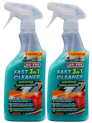 Pulitore Spray Rapido Lucidante e Lubrificante Per Claybar FAST 3In1 CLEANER, Elimina Lo Sporco Superficiale e Il Guano Dei Volatili, Con Effetto Anti Pioggia e Anti Impronta 500ml (2 Spray)