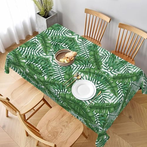 ESNAIUVCD Nappe imprimée feuille de bananier verte 152,4 x 228,6 cm – Tissu texturé résistant aux déversements – Housse de salle à manger et célébrations pour intérieur/extérieur