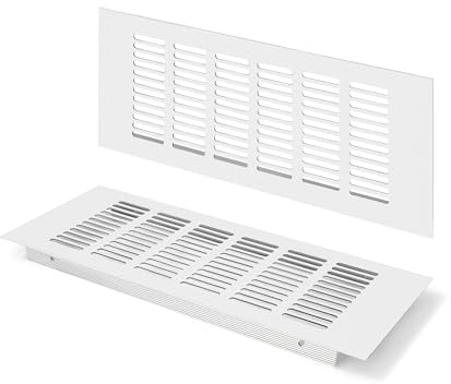 Rejilla de Ventilación, Aleación de Aluminio Negro Metalica Rectangular de 250 x 100mm con Tornillos para Armario Estufa Zapatos Gabinete Fregadero Cocina Baño (2 Piezas/Plata)