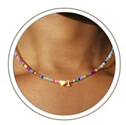 Turandoss Herz Kette mit Buchstaben - Boho Perlen Buchstaben Kette Herz Personalisierte Geschenk für Frauen Muttertag Teenager Mädchen Schmuck