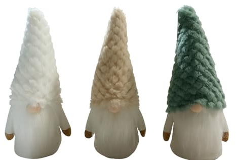 Set di 3 gnomi decorativi, 23 cm, fatti a mano, decorazione natalizia in tessuto con berretto lavorato a maglia, gnomo scandinavo per tavolo, davanzale, scaffale e decorazione invernale