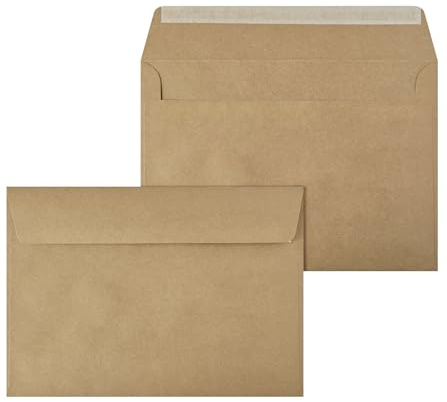 Netuno 20 Briefumschläge Kraftpapier Braun DIN C5 16,2x22,9 cm | 100g rustikales Naturpapier · große edle braune Kuverts für Herbst, rustikale Feste, Grußkarten, Jubiläum, Hochzeit & Vintage