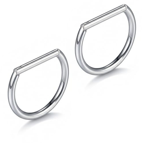 Gigikill 2PCS Nipple Bars Titanium Nipple Rings 14G Clicker Nipple Piercing Jewellery Hypoallergenic For Sensitive Skin Septum Eyebrow Tragus Helix Lobe Wear