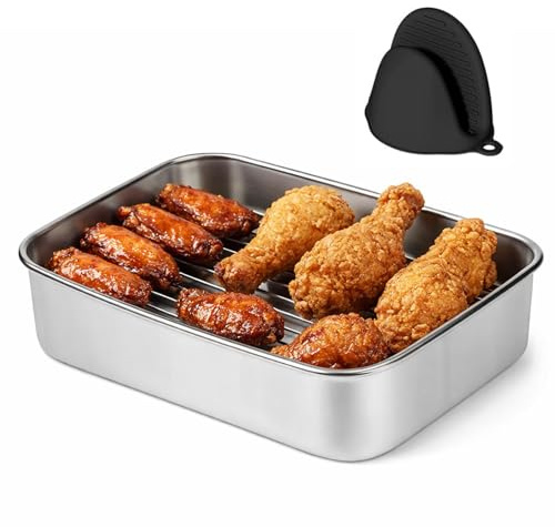 Auflaufform Edelstahl für Airfryer, Auflaufform Airfryer mit Grillrost, Ninja Heißluftfritteuse Zubehör, Spülmaschinenfest & BPA frei