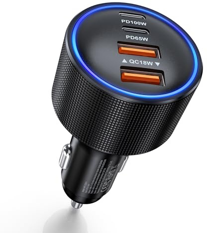 165W Cigarette Lighter USB Charger,4-Port PD/QC Fast Charging Cigarette Lighter 12V USB Socket,USB-C/A Car Phone Charger for iPhone 17/Air/16/15 Pro Max, Samsung Galaxy S26/S25, Laptops