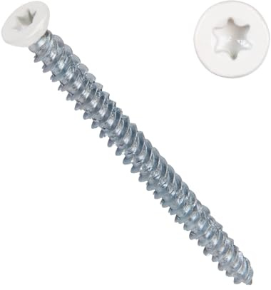 PARCO Vis pour cadre de fenêtre mm - Couleur - Vis de fenêtre galvanisée pour bois, plastique et aluminium - Pour montage sur fenêtre sans chevilles - Pour montage à distance (RAL 9016, 7,5 x 132 mm)