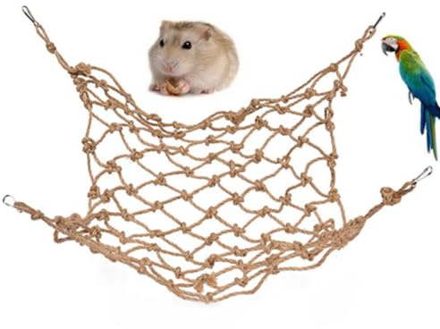 TOPPERFUN Papageien Hängenetz Kletternetz aus Robustem Seil mit Beißfestem Material und Einfacher Montage Geeignet für Wellensittiche und Aras mit Aufhängeschnalle