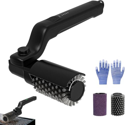 Maison Braise Brosse La Brossière, Brosse Barbecue Électrique pour Grille, Tête Rotative 180°, 3 Vitesses, Brosse Amovible, Résistante aux Éclaboussures, avec Tête de Rechange et Gant (1)