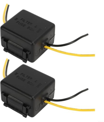 Wodsty Lot de 2 filtres anti-interférences de voiture 12 V bloc d'alimentation réduction du bruit pour autoradio égaliseur haut-parleur ABS noir