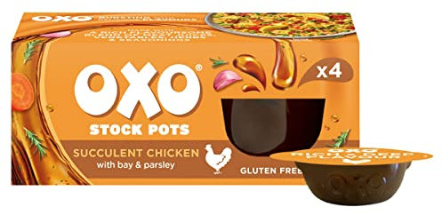 OXO Chicken Stock Pots with Garlic & Thyme – Succulent Taste with Real Meat Juices, 4 x 20 g (80 g Total)