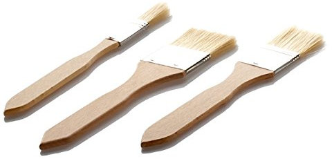 LARES Backpinsel/Küchenpinsel - aus Buchenholz - ideal zum einfetten und glasieren - 3er Set (1,5cm + 2,5cm + 3,5cm Bürstenbreite) - Made in Germany