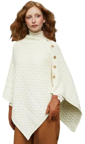 Aran Woollen Mills irländsk cape/poncho av merinoull i supermjuk