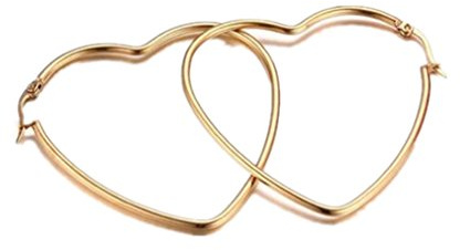 LAFATINA Orecchini a cerchio in acciaio INOX, forma di cuore incernierato, oro, 38 mm, ogni occasione