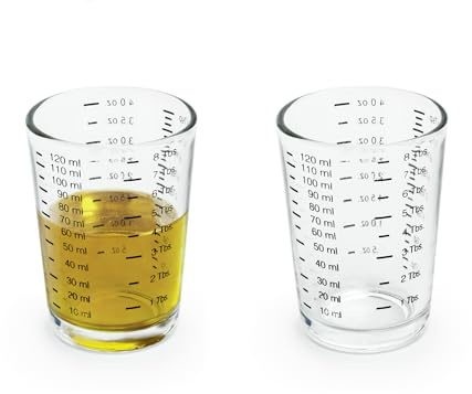 Fox Run 48920 Mini vaso de chupito medidor líquido y seco, juego de 2, vasos de 4 onzas
