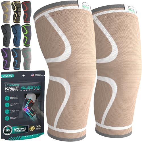 MODVEL 2 rodilleras de compresión para hombres y mujeres, rodilleras para correr, ortopédicas para rotura de menisco, artritis y alivio del malestar articular (XL)