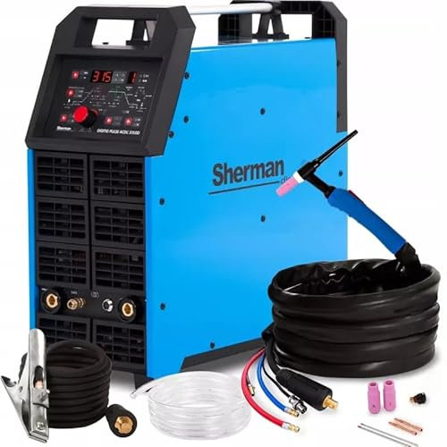 Sherman DIGITIG Pulse AC/DC 315 GD Poste a Souder TIG HF AC/DC MMA 400V 315A IGBT, Mémoire Intégrée Pour Les Réglages, Station de Soudage, Poste à Souder TIG, Torche de soudage TIG SR18/4m