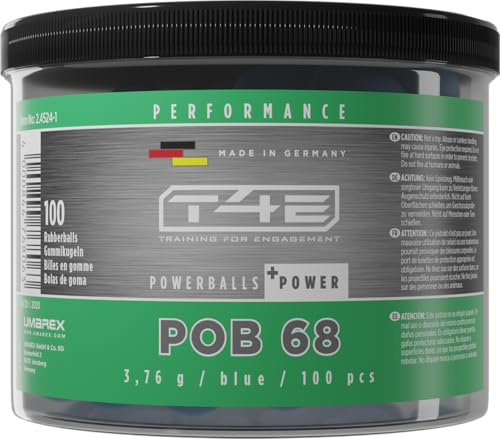 IDP Set von 100 Powerball T4E Gummigeschosse Kaliber68 Blau Performance POB 68