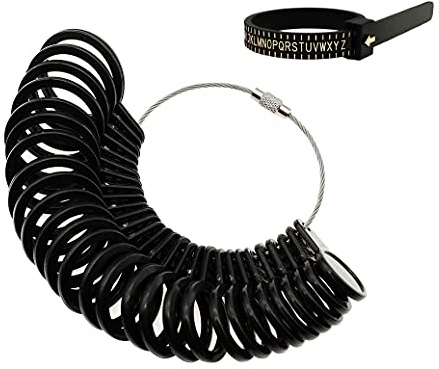 LIPIODOL Outils pour mesurer la Taille des bagues, Ensemble de bagues avec Tige de Mesure en Plastique pour mesurer Les Tailles de Doigts