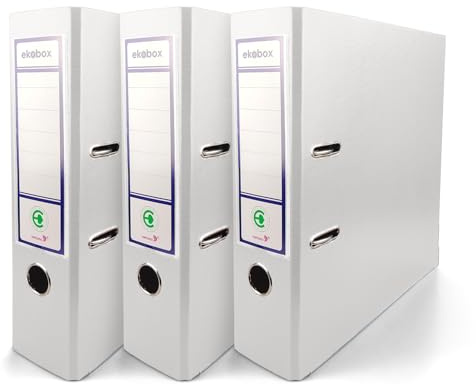Netuno 3x Aktenordner A4 breit Weiß 8cm Kunststoff 2-Ring-Mechanik | Ringordner Ringmappe für A4-Dokumente Büro Studium Homeoffice Ordnungssystem Aktenaufbewahrung Dokumentenablage Registratur