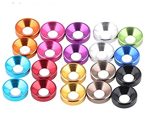Lueao Cqinju-Flache Unterlegscheiben Aluminiumwaschmaschine M2 M2.5 M3 M4 M5 M6 M8 Bunte eloxierte Senkkopfschraube Unterdichtung, 10pcs / Lot, langlebige Haltbarkeit