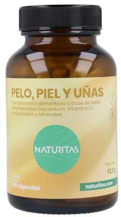 Pelo, piel y uñas | 60 cápsulas | Naturitas Essentials | Biotina + Zinc + Selenio + MSM | Belleza de cabello, piel y uñas | Nutricosmética