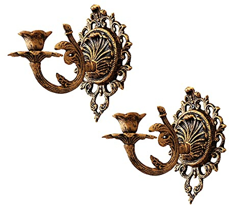 TentHome Cast Iron Set of 2 Wall Mounted Candle Sconces Holders,Shabby Chic Hanging Candle Holder for Wall, Home Wall Art for Living Room Fireplace Yard Pathway (Copper), One Size, (cs1216161)