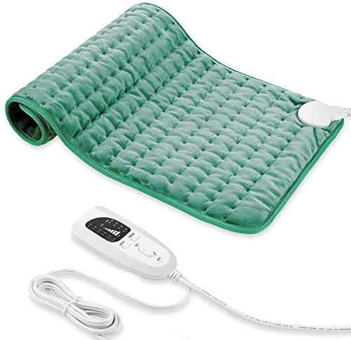 Heating pad, Electric Heat Pad with Automatic Switch-Off and 6 Temperature Levels Heating pad for Back Neck Shoulder Belly Heating Technology - Machine Washable (Green, 12 x 24)