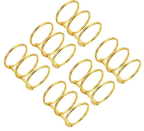 PATIKIL 1.18 Diamètre 3-Anneaux Livre Anneaux 6Pcs Métal Binder Anneaux Détaché Feuille Anneau Détachable pour Bureau Desk Calendrier Photo Album Doré