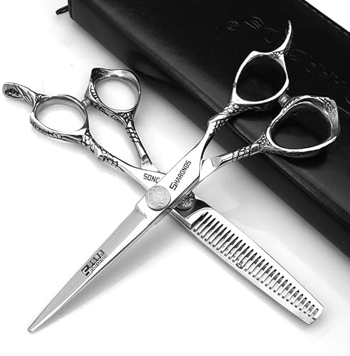 Friseurschere5.5/6/7/8 Zoll Schere zum Schneiden von Haaren (6-Zoll-2PC- B) | stabiles Handgefühl,Profi Friseur Schere，Styling, Edelstahl scharfe Schneideschere