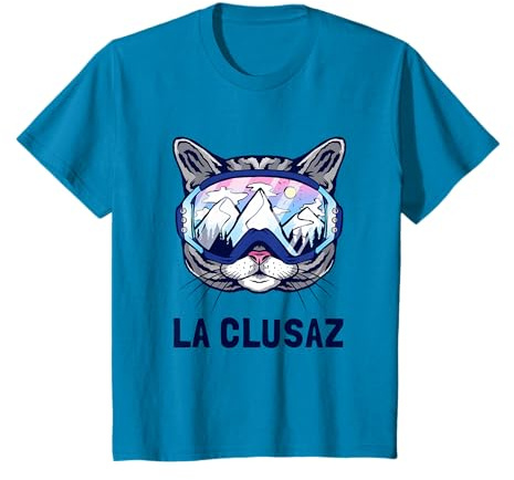 La Clusaz Alpes Montagne Panorama Lunettes de ski Chats T-Shirt