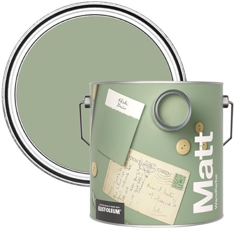 Rust-Oleum ultra strapazierfähige, extra deckende, abwaschbare, grün matte Wandfarbe - Khaki Grün 2,5 Litres