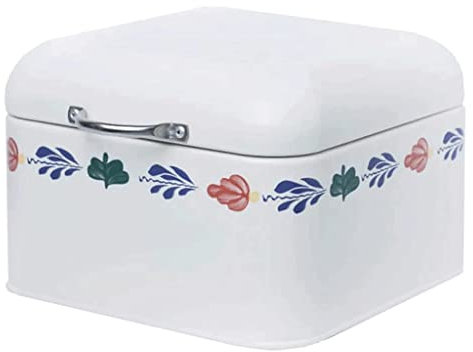 LIOONS Panera de Gran Capacidad, panera Retro con patrón, Almacenamiento de Pan, Caja de Pan portátil con Cubierta abatible, Estante para Pan