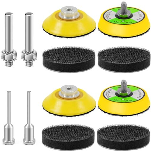 KONGMING Disques de ponçage de 50 mm avec crochets et boucles 4 pièces avec tige de 6 mm et de 3 mm Attachement pour perceuse