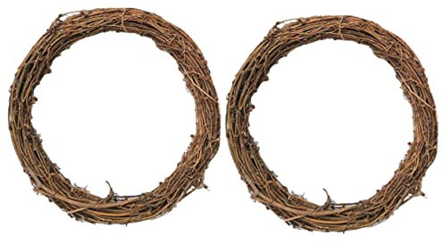 2 Stück natürliche Rattan- -Kränze Weinzweig-Kranz Rattan-Kranzherstellungs-Reifen dekorative Rattan-Girlande für Zuhause Festival Weihnachten -Handwerk