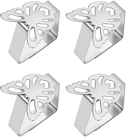 KYSUN Tischdecke Halter Edelstahl, 4Stück Tischabdeckungsklemmen Verdicken Tischdeckenclips, rutschfest Tischklammern für Dicke Tische,Tischdecke Klammern für Outdoor Gartentisch Restaurant Party