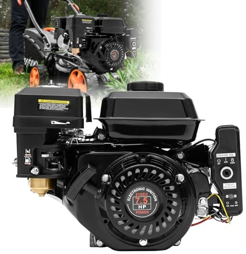 212CC 4-Stroke 7.5 HP Electric Start Horizontal Engine, 3600 RPM Industrial Grade OHV Gasoline Engine, Electric Start/Pull Start, for Compressor Scarifier Lawnmower Pump Generator