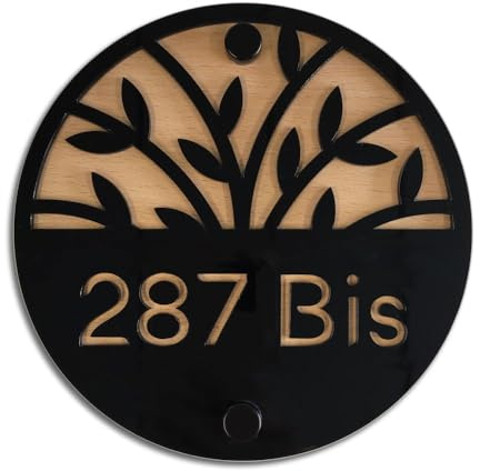Signalétique.biz France - Numéro de Maison Bois et plexigglass à Personnaliser numéro de Maison Moderne -