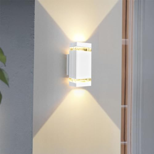 Mengjay LED Wandlampe Wandleuchte Aussen,Wasserdicht IP54 Modern Wandlampe,GU10 Aluminium Up Down Außenwandleuchte,Außenbeleuchtung Außenleuchte Wand für Garten Terrasse (Weiß)