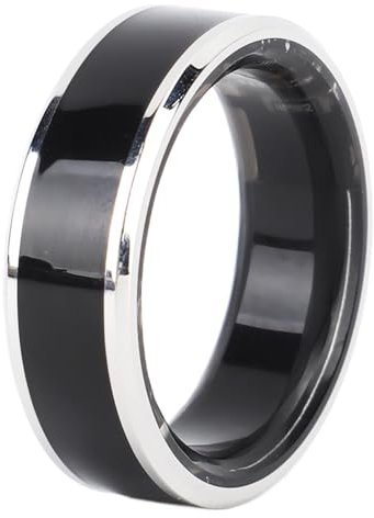 Bewinner Smart Ring Health Tracker, Intelligenter Schrittzähler Zur Schlaf-Herzfrequenzüberwachung, Wasserdichter Fitnessring mit Integrierten Sportspielen, Schwarz Silber (#10 20MM)