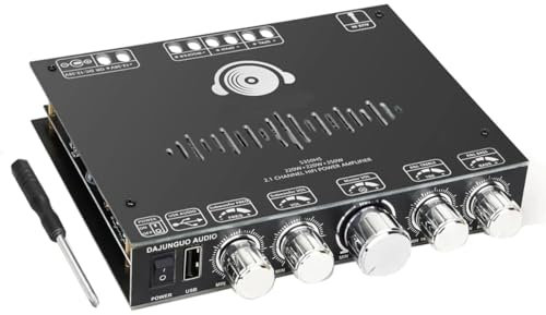 DollaTek Scheda amplificatore Bluetooth a 2.1 canali 220W × 2 + 350W Modulo amplificatore di potenza audio 12 V-38 V Supporto Controllo app Supporta USB Bluetooth Ingressi AUX da 3.5mm