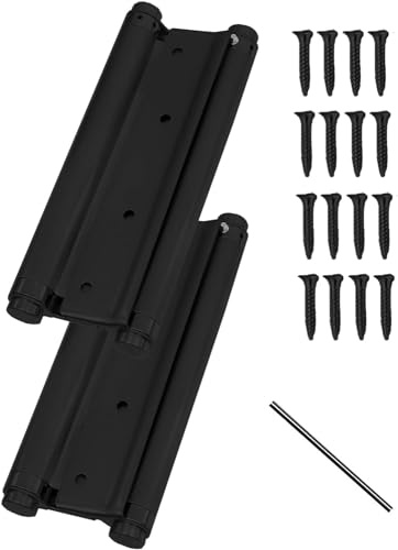 Pair of 8'' Heavy Duty Cafe Saloon Door Hinges Double Action Spring Hinge Stainless Steel Self-Closing 200mm (Black)