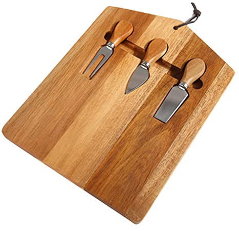 TRoki Acacia Wood Charcuterie Board with Cheese Knife Set - Stylish Cheese Plate and Cutting Board with Cheese Fork for a Beautiful Presentation