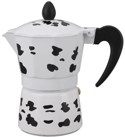 Cafetera Espresso para Estufa, Aluminio Olla Moka Color Vaca Lechera Patrón de Vaca Cafetera Portátil Cafetera Expreso y Cafetera para café en Casa Actividades Al Aire (3 Tazas